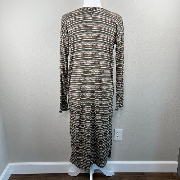 Bobeau Olive Green Multi Striped Knit Open Duster Cardigan Sweater Small NWOT - Picture 13 of 13